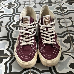 Vans Maroon High-Top Sneakers with White Laces